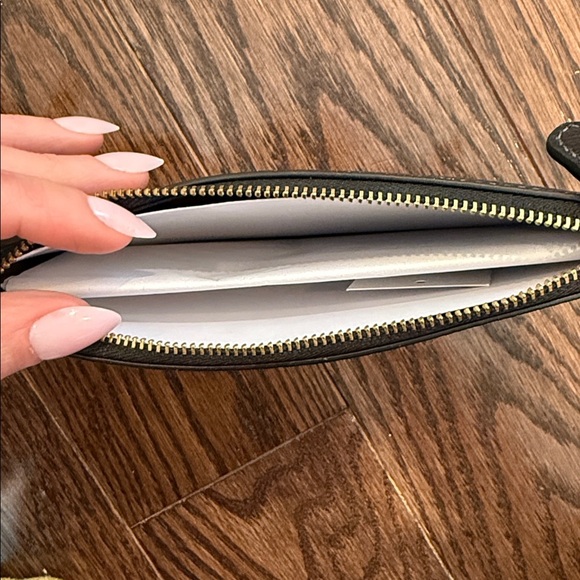 Black Leather Coach Wristlet - Picture 3 of 5